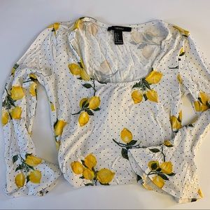 Lemon print bodysuit top